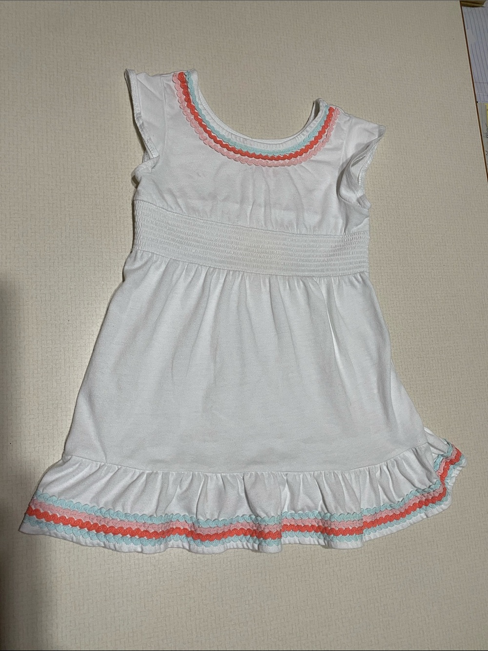 Cat & Jack White Swim Coverup with Coral & Aqua Trim